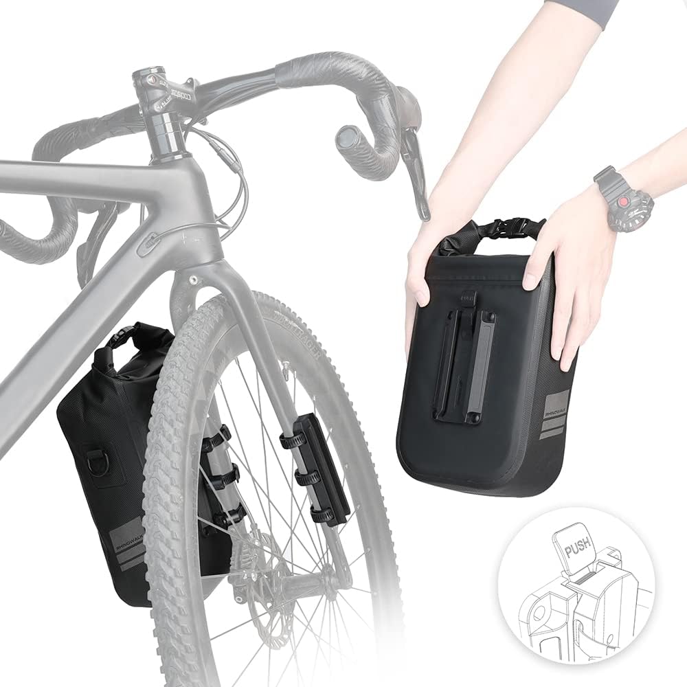 Rhinowalk 4L Waterproof Fork Bag Rack Bag Shoulder Bag for E-Scooter, Bike