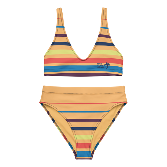 Coast Striped Recycled High Waisted Bikini Set | Sustainable Swimwear Made from REPREVE®