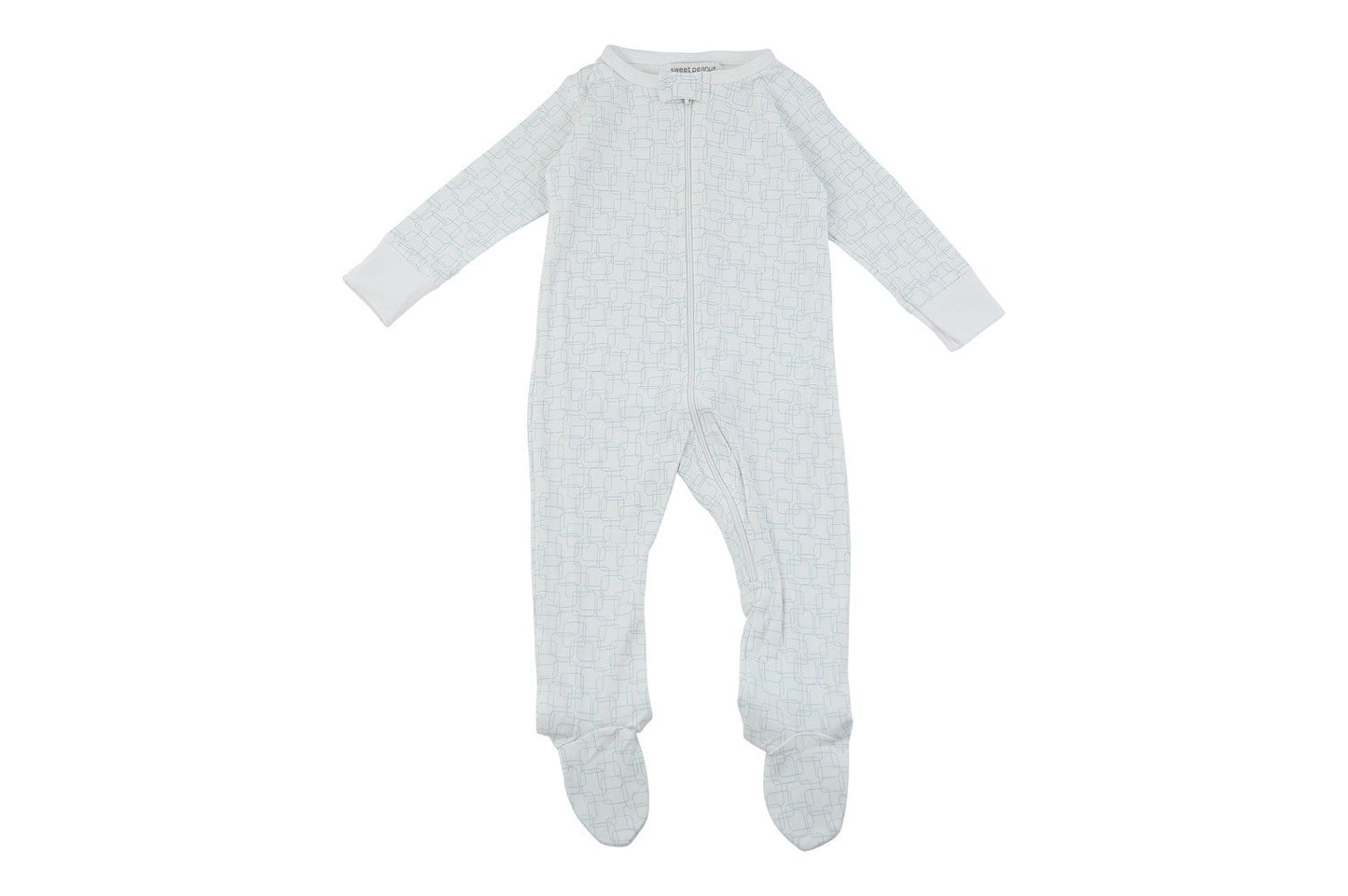 Footed Pajamas in Blue Squares