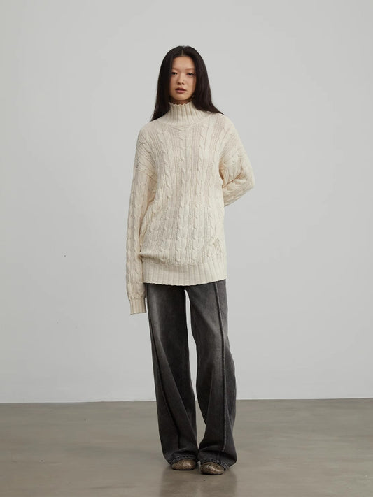 Fireladyfur “Warm Family Jacquard” Turtleneck Sweater – Soft, Sculpted & Sustainably Crafted