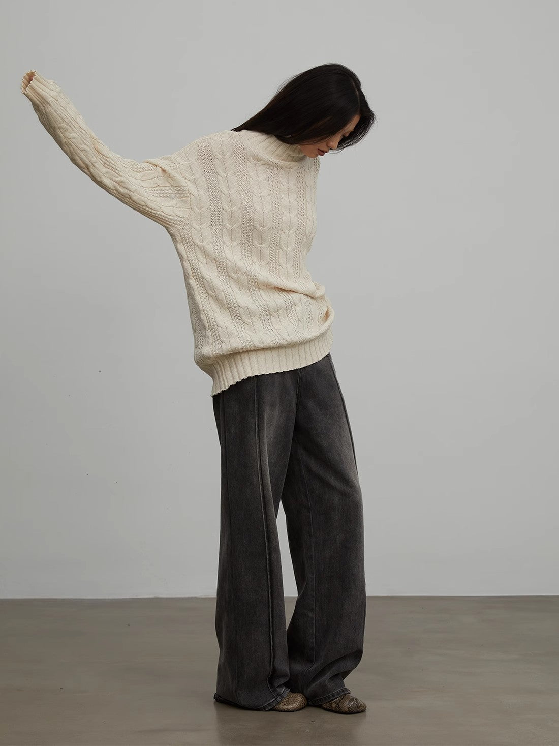 Fireladyfur “Warm Family Jacquard” Turtleneck Sweater – Soft, Sculpted & Sustainably Crafted