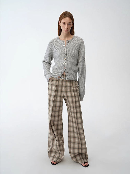 “Hokkaido Weaving Love” Wool Blend Crew Neck Cardigan – Artisanal Warmth, Vintage Charm, Conscious Craft