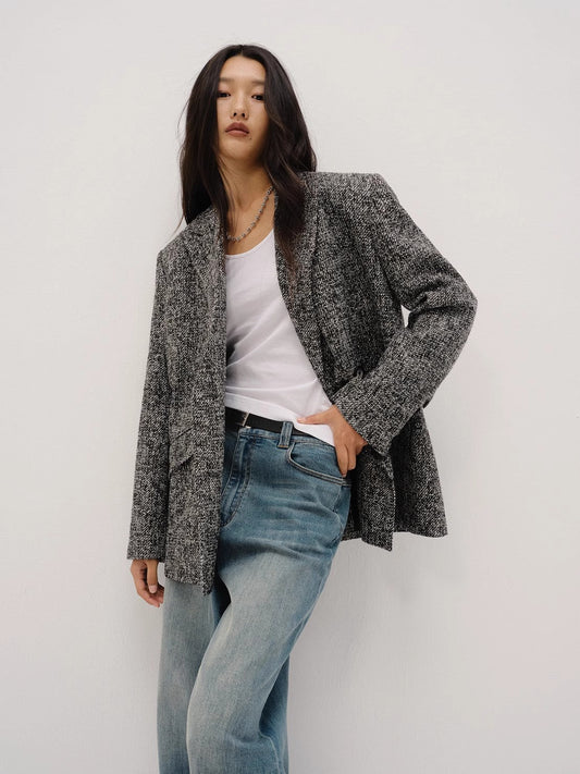 "Long Night Meteor" Limited Edition Italian Imported Yarn Fashionable Chanel Style Tweed Suit Jacket
