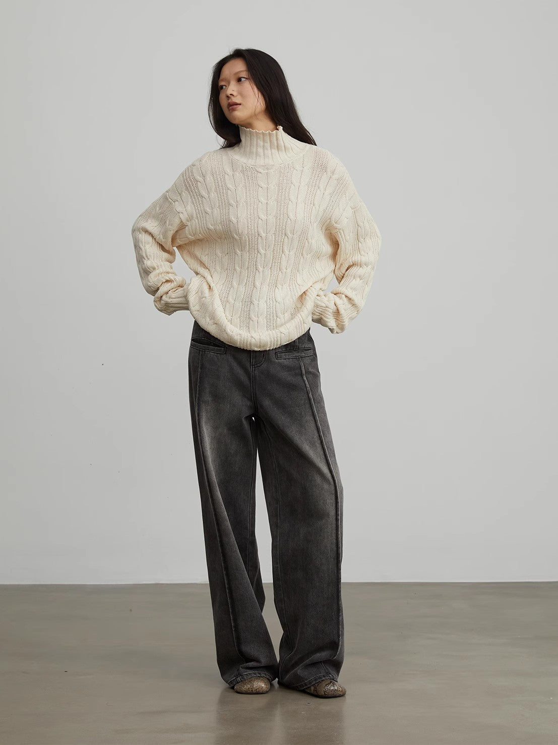 Fireladyfur “Warm Family Jacquard” Turtleneck Sweater – Soft, Sculpted & Sustainably Crafted