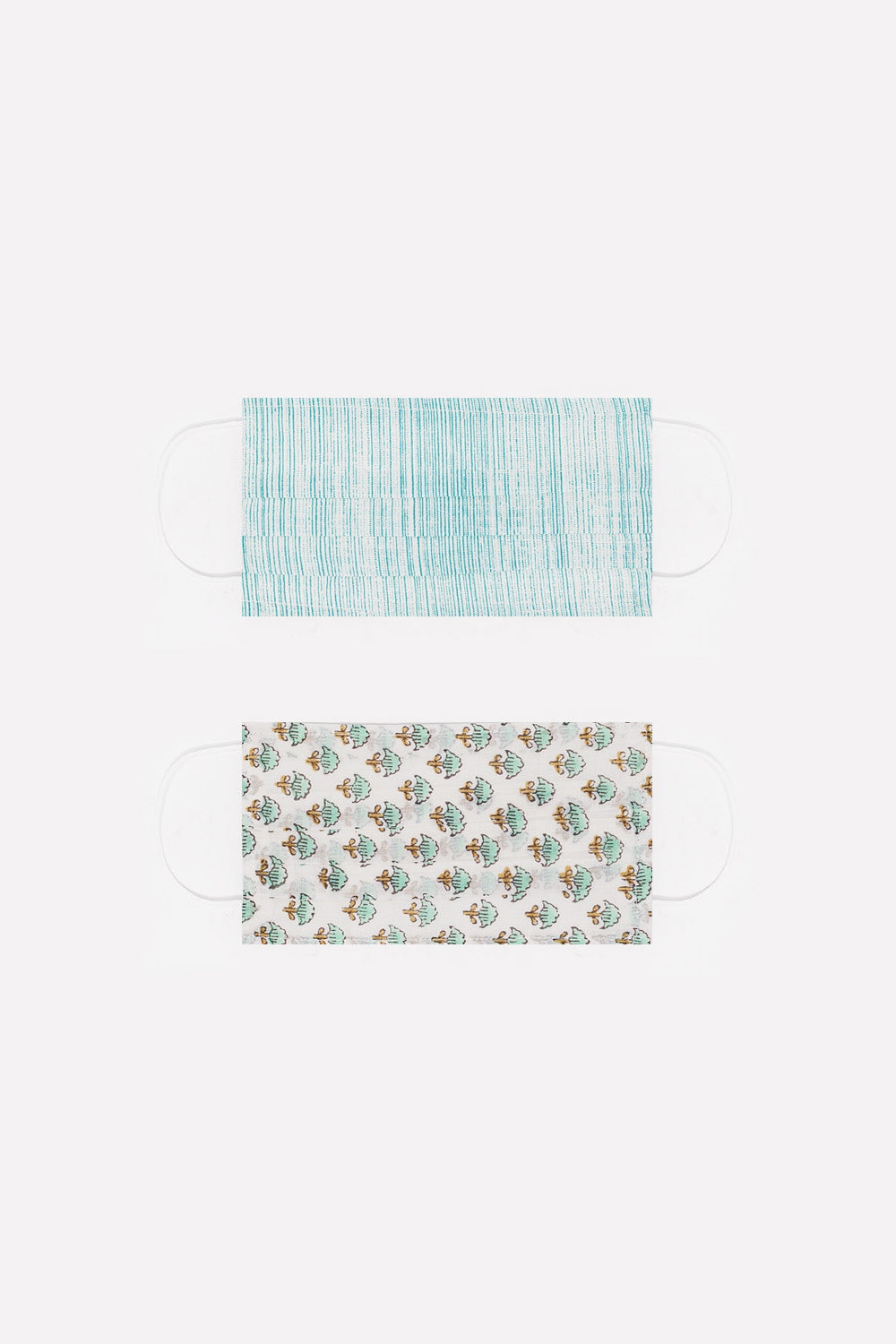 2 PACK Organic Cotton Printed Turquoise Mask