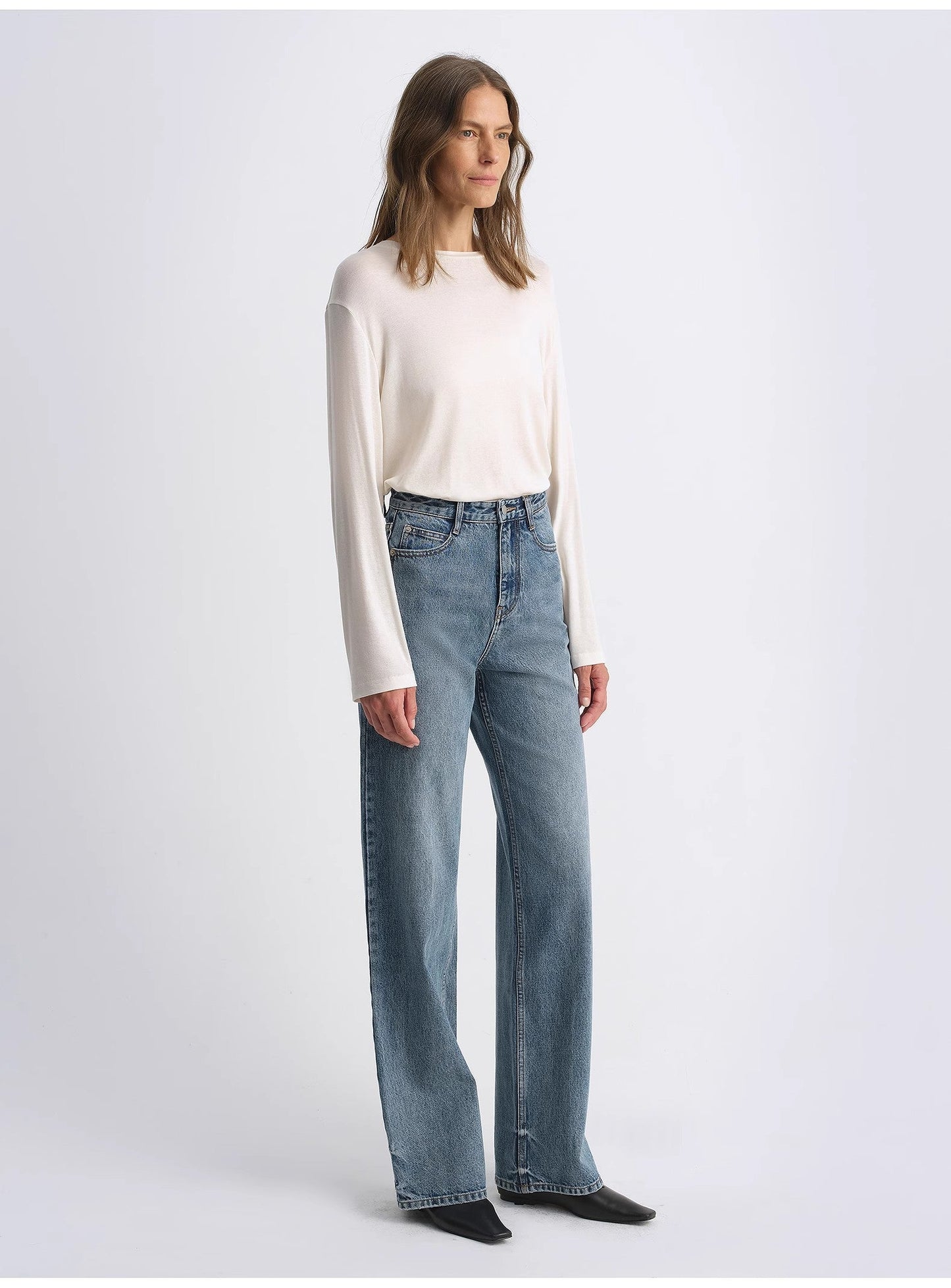 Classic Retro Old Money Style, Craft Washed Organic Cotton, Retro Straight Slim Jeans