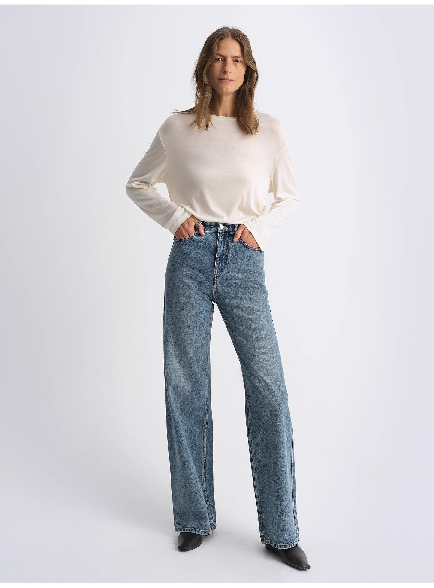 Classic Retro Old Money Style, Craft Washed Organic Cotton, Retro Straight Slim Jeans
