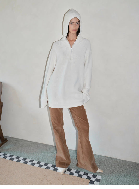 "Autumn Ticket" Wool-Blend Hoodie – Minimalist Luxury, Effortlessly Refined