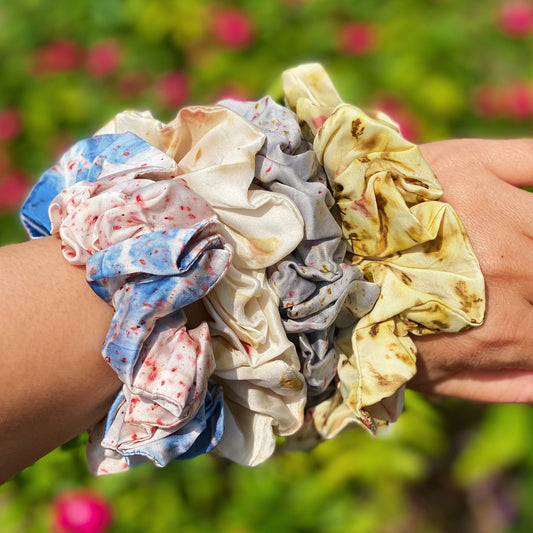 Sustainable Natural Dye Hair Scrunch – Handcrafted Vegan Silk | Plant-Dyed Art
