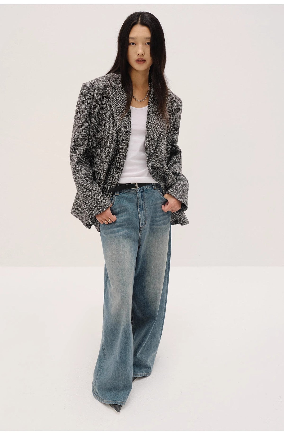 "Long Night Meteor" Limited Edition Italian Imported Yarn Fashionable Chanel Style Tweed Suit Jacket