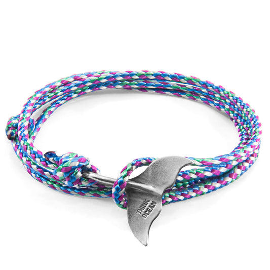 Think Ocean Big Whale Bracelet – Multicoloured Rope & Sterling Silver | Handcrafted in Great Britain from Recycled Marine Materi