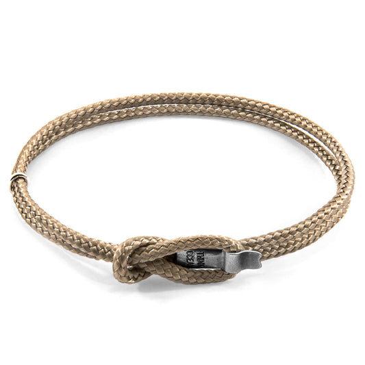 Sand Brown Think Ocean Signature Silver and Rope Bracelet – Handcrafted in Great Britain | Recycled Marine Rope & Sterling Silve