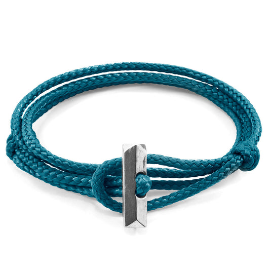 Ocean Blue Oxford Bracelet – Sterling Silver T-Bar & Marine Rope | Handmade in Great Britain