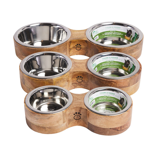 Wood & Metal Feeder Double Diner | Artisanal Design for Refined Pets