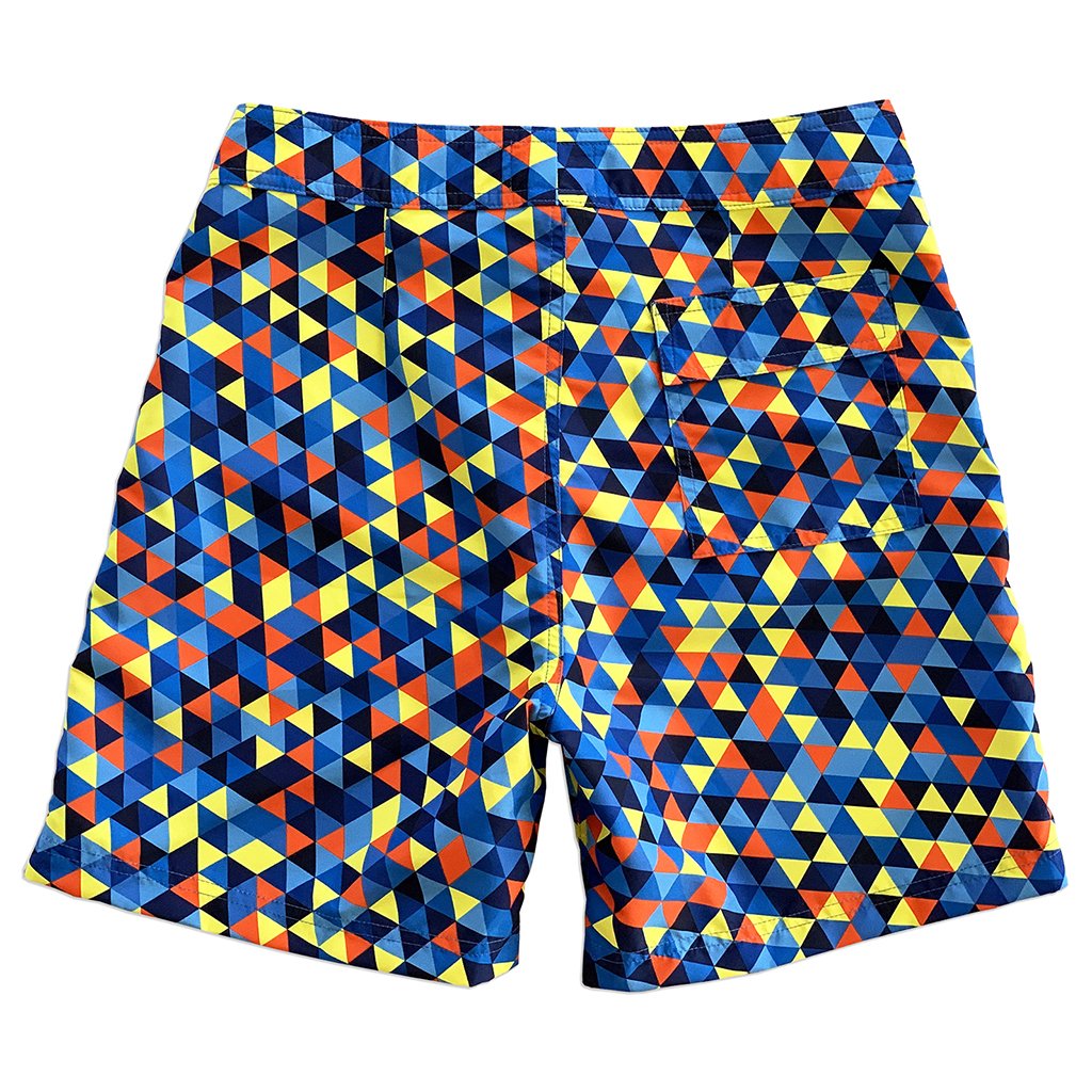 Eco-Beachwear Surf Geometric Blue Boardshorts – Made From Recycled Plastic Bottles