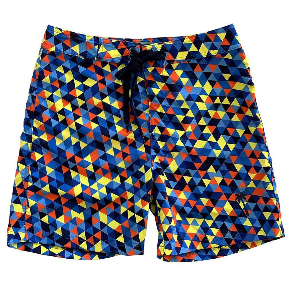Eco-Beachwear Surf Geometric Blue Boardshorts – Made From Recycled Plastic Bottles