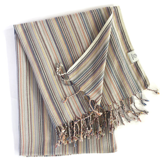 Casablanca Sustainable Turkish Towel / Blanket – Beige | Handwoven from Recycled Cotton