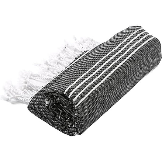 Pure Series – Sustainable Turkish Towel | Black | Recycled Cotton & Minimal Design