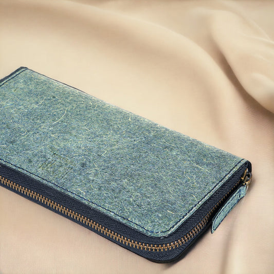 Kochi | Coconut Leather Long Zip Wallet – Oceanic | Ethical, Biodegradable, Vegan Luxury