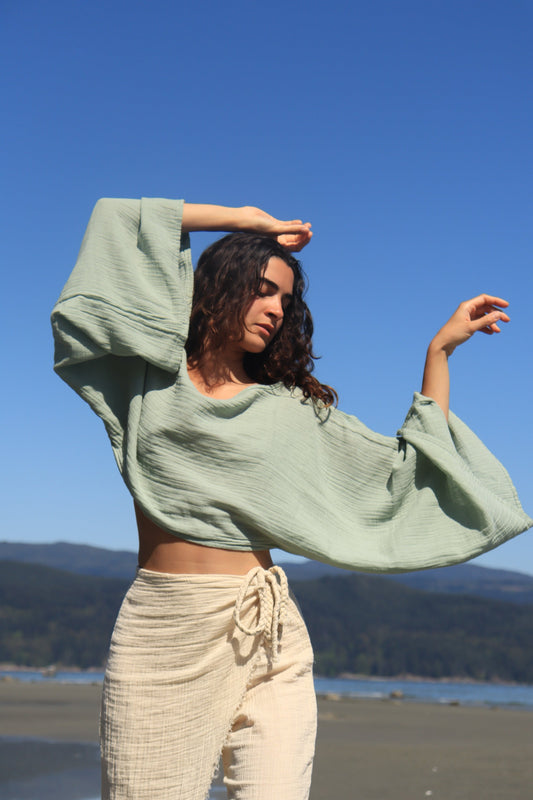 Organic Cotton Long Sleeve Crop Top | 100% Sustainable Cotton