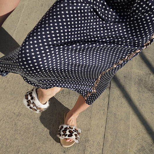 Leopard Rabbit Fur Espadrille Slide – Genuine Recycled Fur