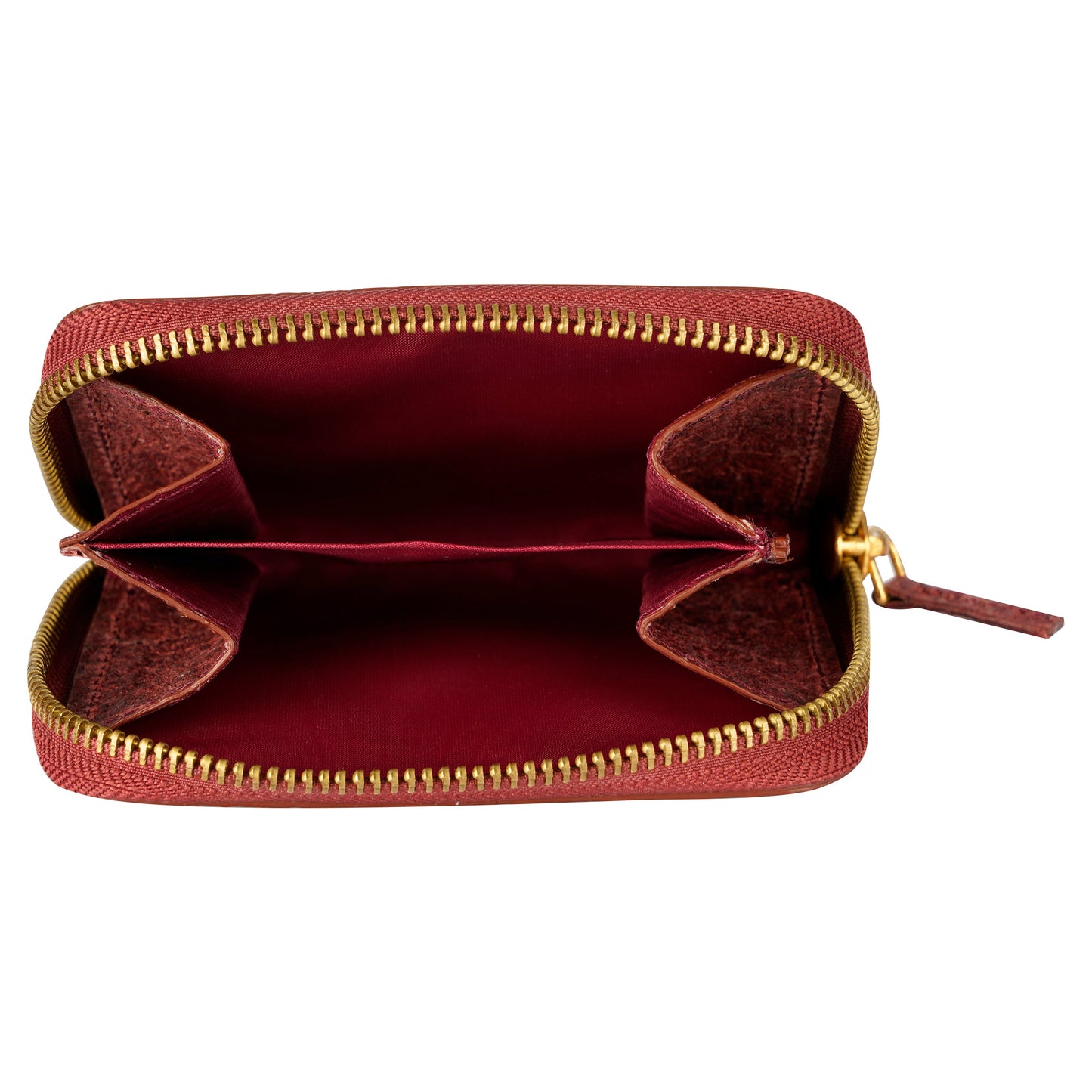 Coconut Leather Zip Pouch - Wine Red