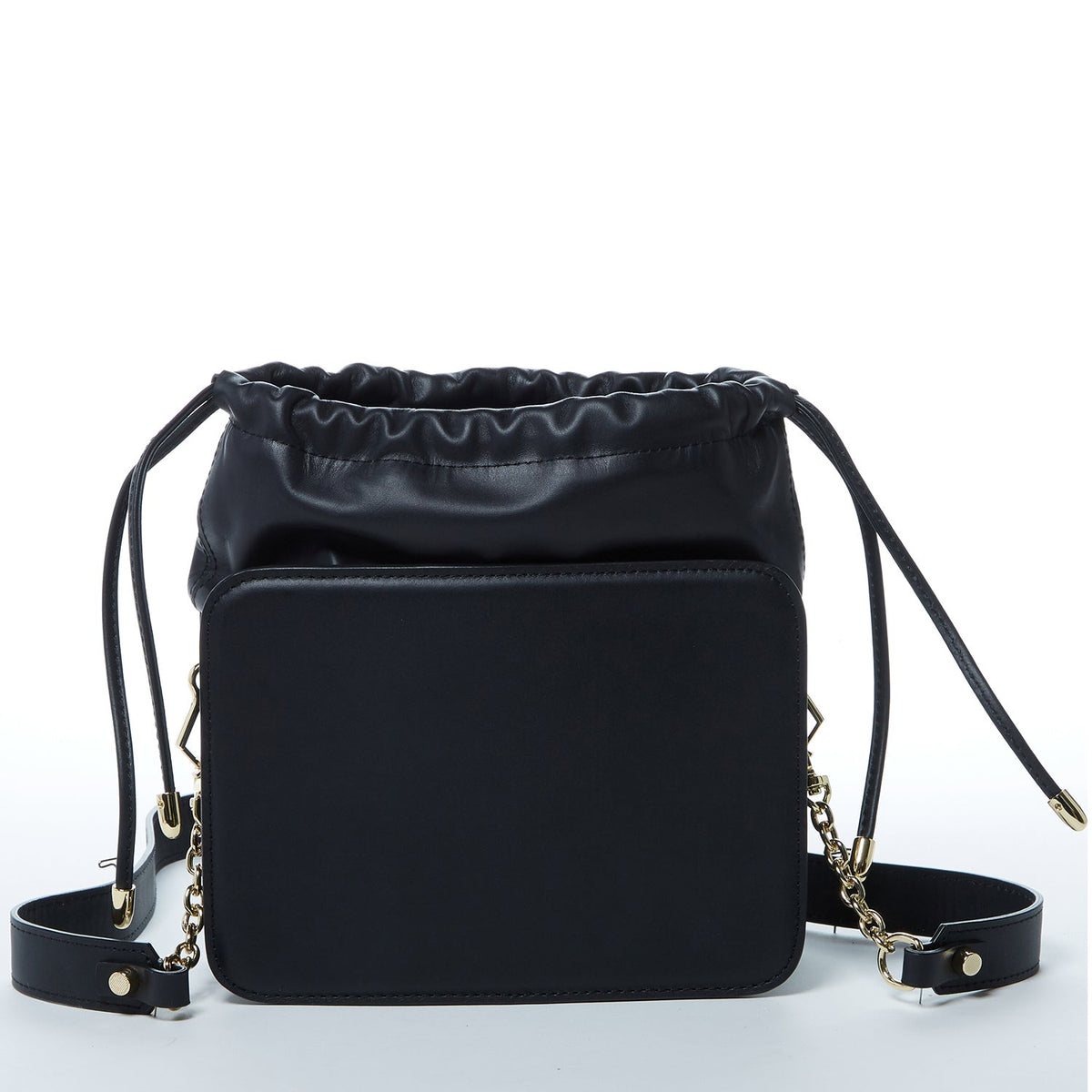 Leather Bucket Bag Black Purse Snakeskin Drawstring Design Medium Size Bag