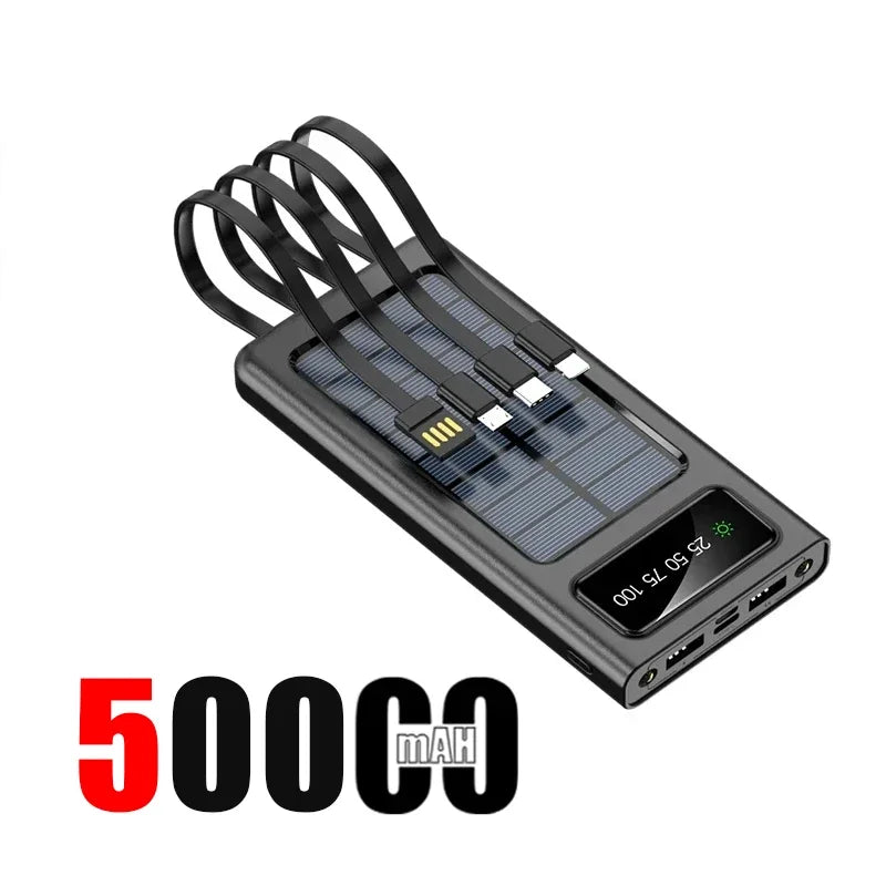 SOLAR POWER BANK – Super Fast Charging | 4 Built-In Cables | Eco-Friendly Solar Energy