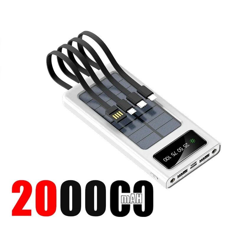 SOLAR POWER BANK – Super Fast Charging | 4 Built-In Cables | Eco-Friendly Solar Energy