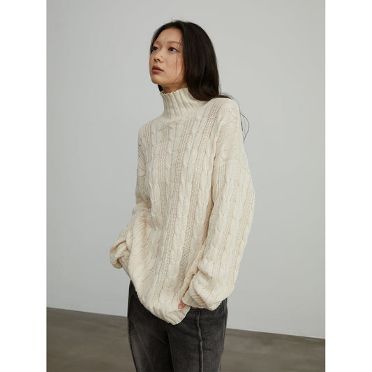 Fireladyfur “Warm Family Jacquard” Turtleneck Sweater – Soft, Sculpted & Sustainably Crafted