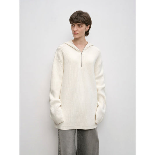 Women’s Zipper Round Neck Wool Hoodie – “Autumn Ticket”