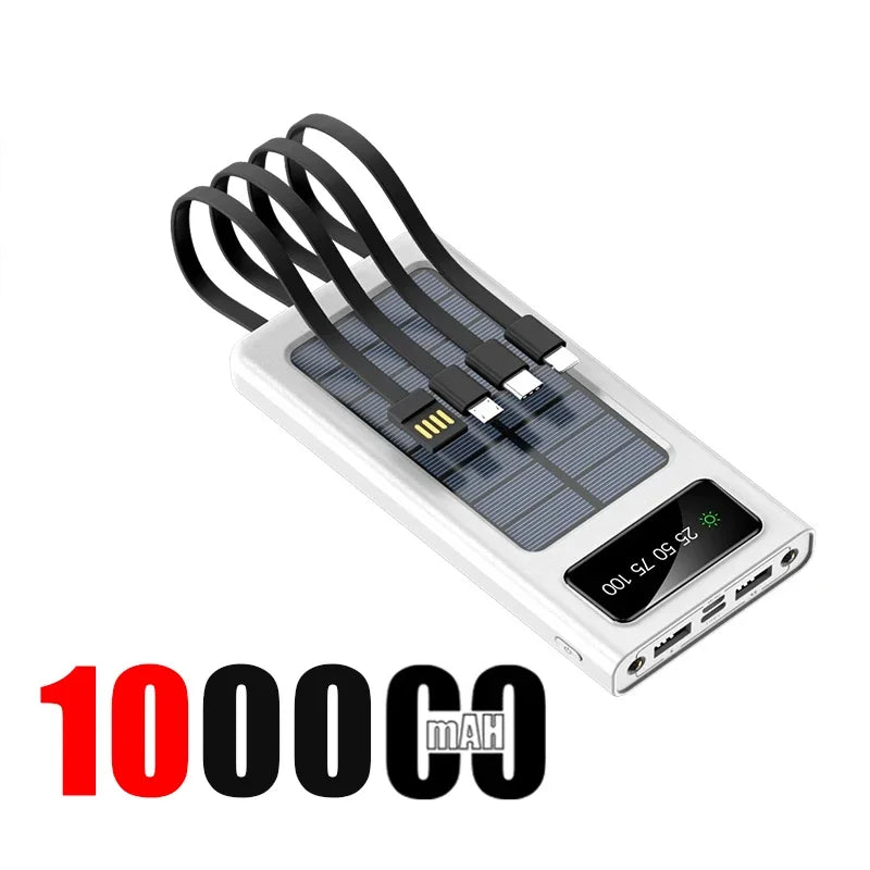 SOLAR POWER BANK – Super Fast Charging | 4 Built-In Cables | Eco-Friendly Solar Energy