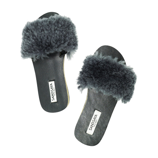 Black Sheep Fur Espadrille Slide – Recycled Genuine Fur | Handmade in New York