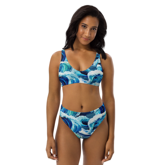 Coast Waves Recycled High Waisted Bikini Set | Sustainable REPREVE® Swimwear