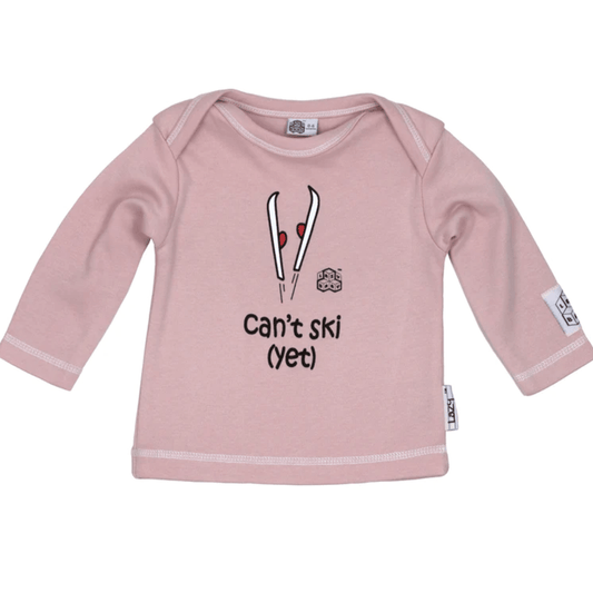 Baby  Gift for Skiers | Can't Ski Yet Baby T Shirt | Funny Newborn Gift for Skiing Parents