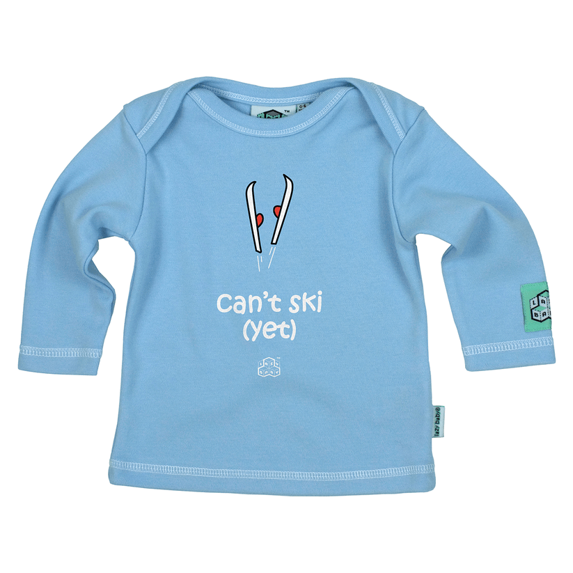 Baby  Gift for Skiers | Can't Ski Yet Baby T Shirt | Funny Newborn Gift for Skiing Parents