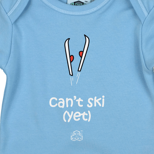 Baby  Gift for Skiers | Can't Ski Yet Baby T Shirt | Funny Newborn Gift for Skiing Parents