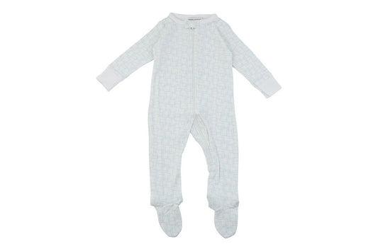 Footed Pajamas in Blue Squares