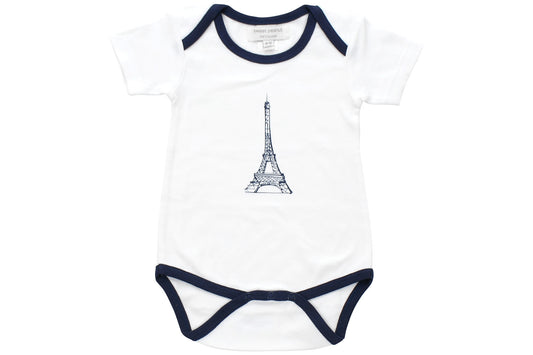 Onesie With Navy Blue Eiffel Tower