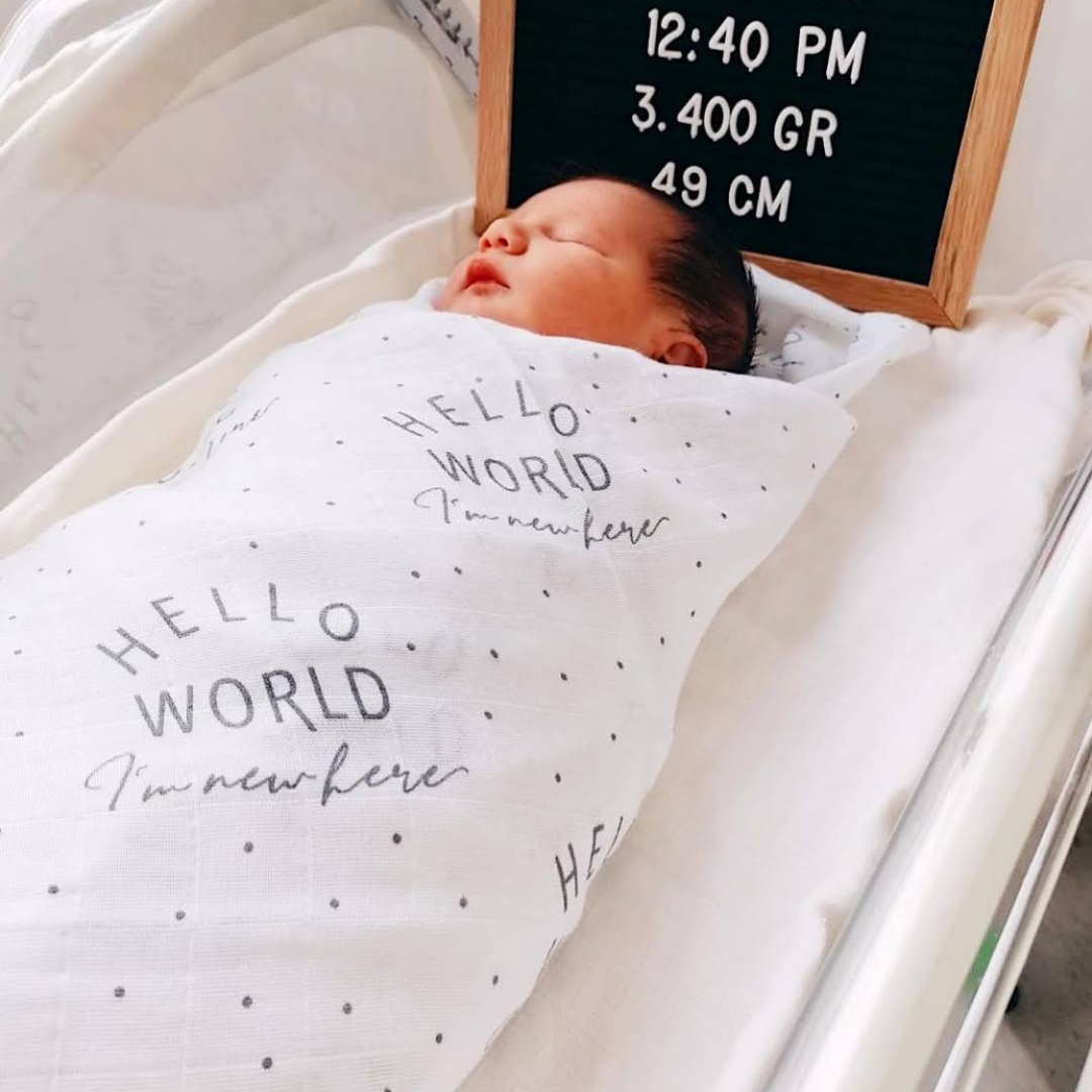 Hello World Muslin Swaddle – Signature Organic Baby Blanket | Softness Begins Here