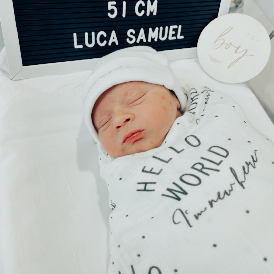 Hello World Muslin Swaddle – Signature Organic Baby Blanket | Softness Begins Here