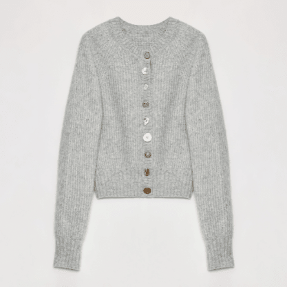 "Hokkaido Weaving Love" Wool Blend Crew Neck Cardigan Top
