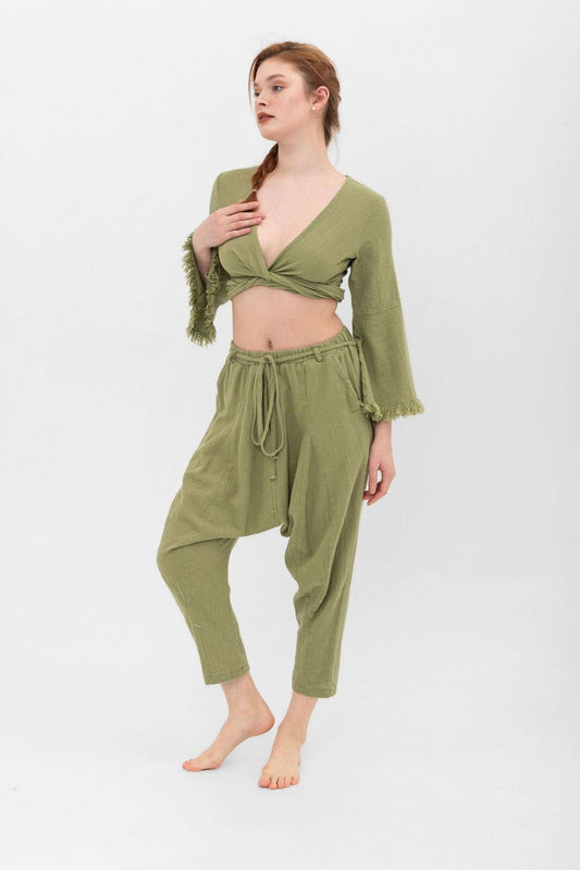 Organic Cotton Boho Wrap Crop Top | 100% Sustainable Cotton