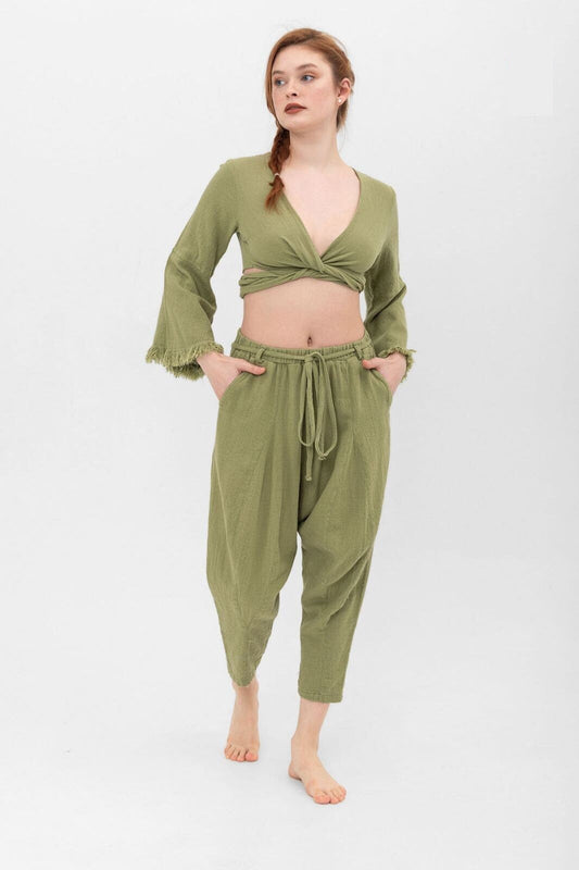 Organic Cotton Boho Wrap Crop Top | 100% Sustainable Cotton