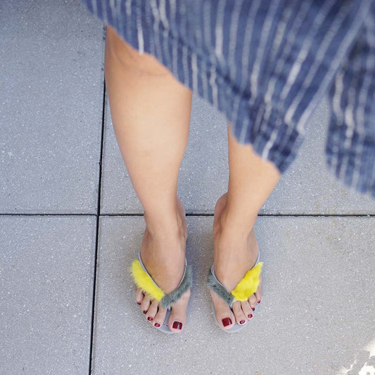 Genuine Fur High Wedge Flip Flops | Handmade in New York