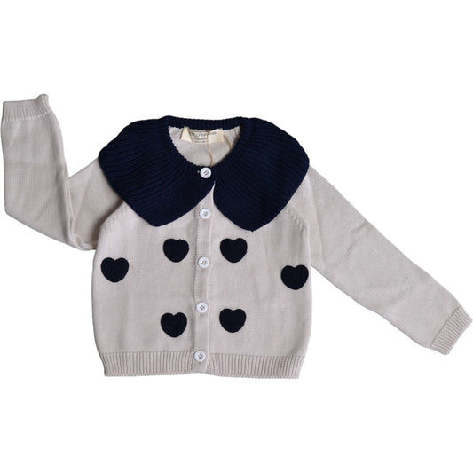 Organic Navy Heart Cardigan | Classic Charm, Natural Softness