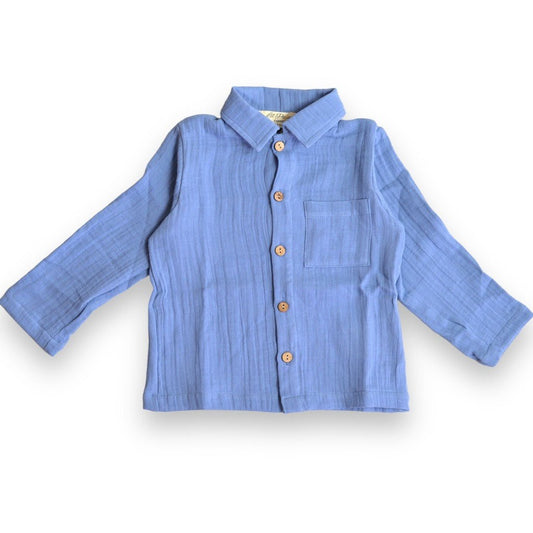 Organic Shadow Blue Shirt | Effortless Cool, Natural Comfort