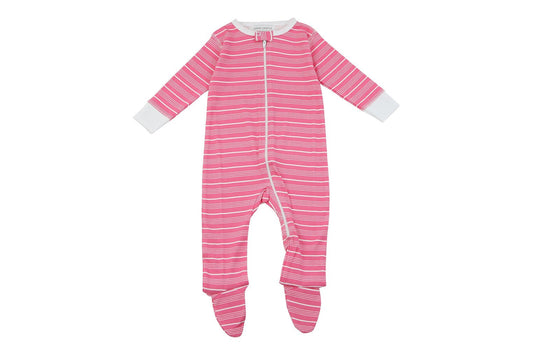 Footed Pajamas in Pink Stripes