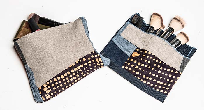 Scrappy Make-Up Bag – Upcycled • Hand-Dyed • Washable