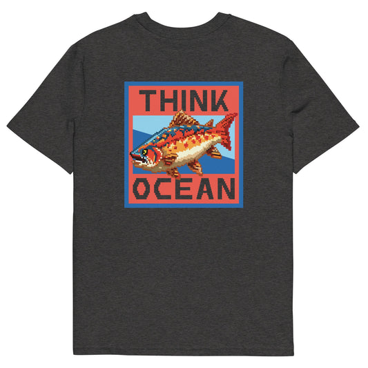Think Ocean Fish Pixel Art Organic Cotton T-Shirt